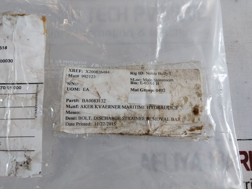 Aker Ba0083132 Discharge Strainer Removal Bar Bolt