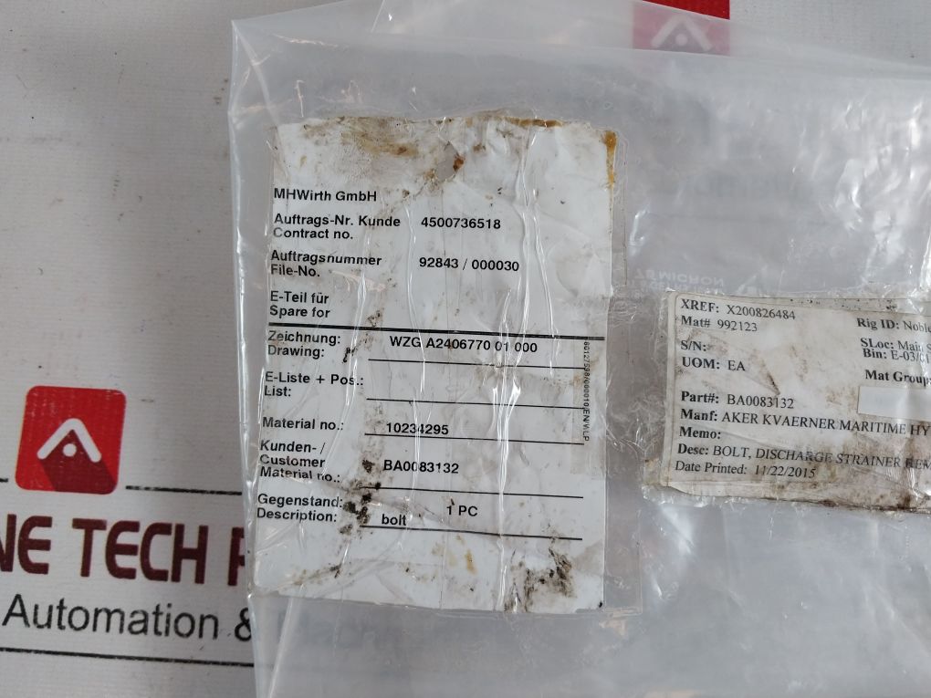 Aker Ba0083132 Discharge Strainer Removal Bar Bolt