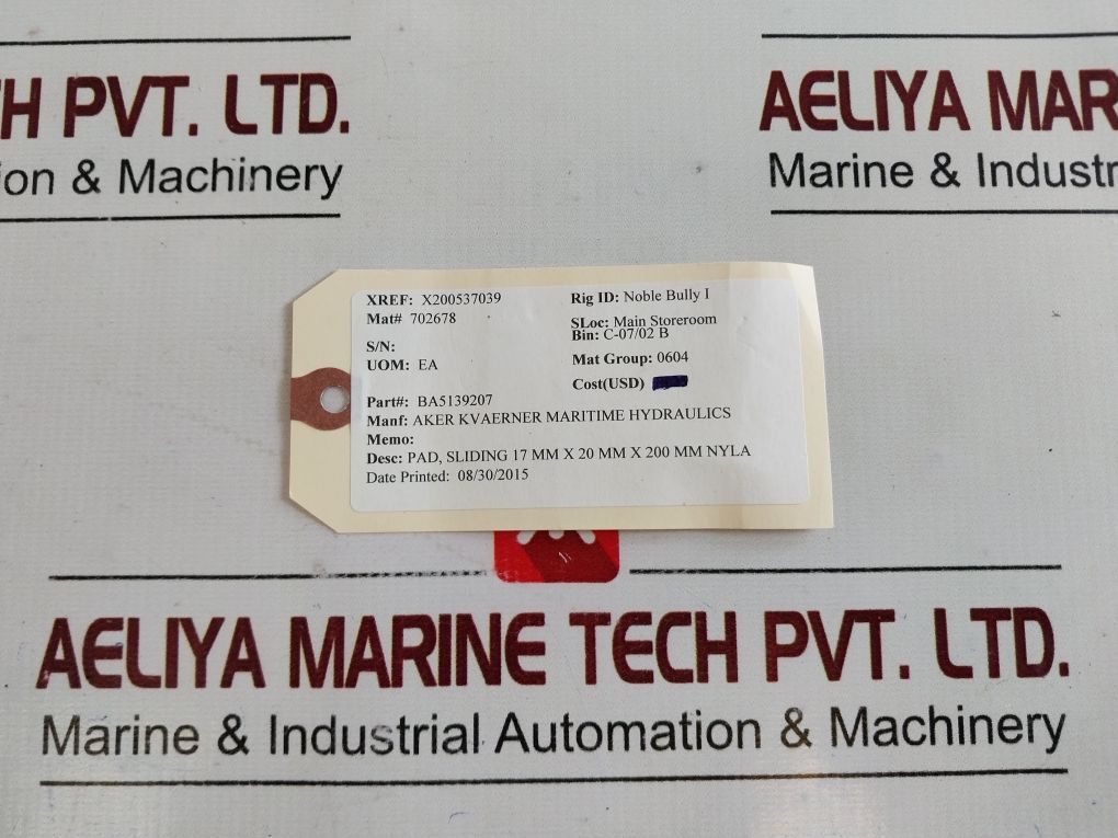 Lot Of 12X Aker Kvaerner Maritime Hydraulics Ba5139207 Pad