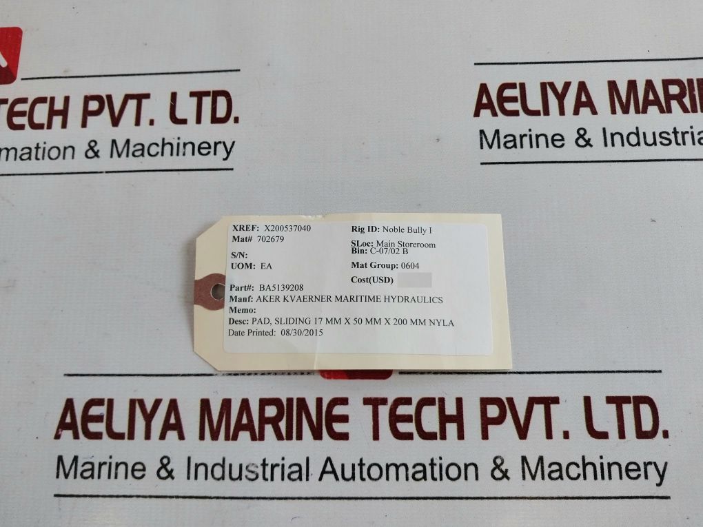 Aker Kvaerner Maritime Hydraulics Ba5139208 Pad