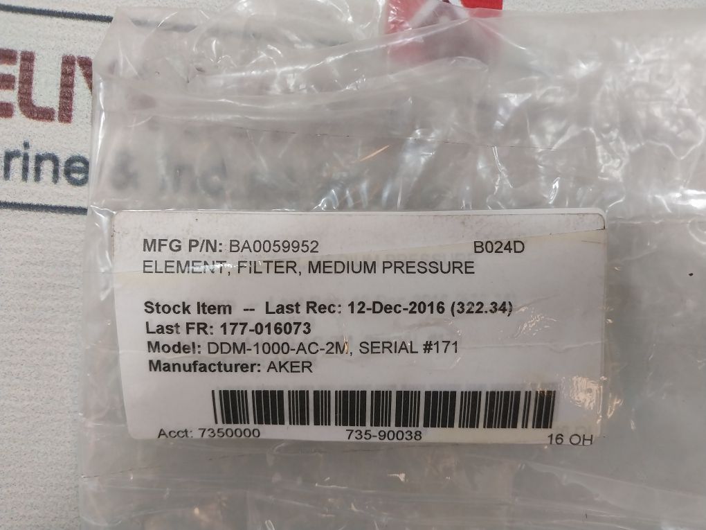 Aker Mhwirth Filter Element Ba0059952