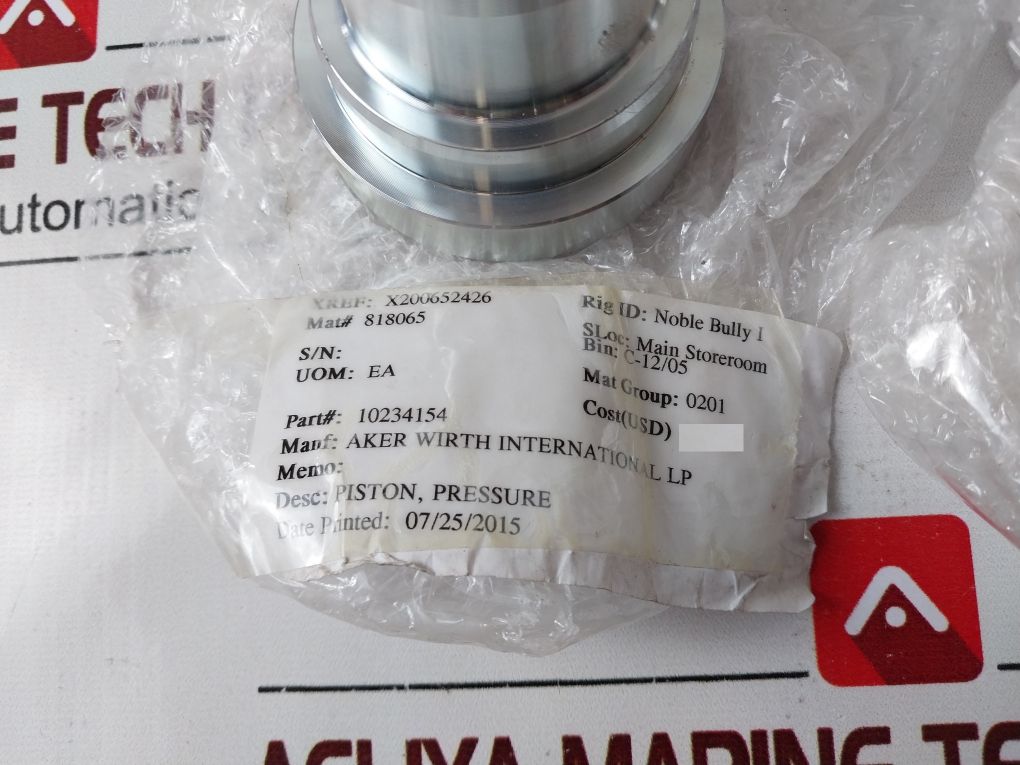 Aker Wirth 10234154 Pressure Piston
