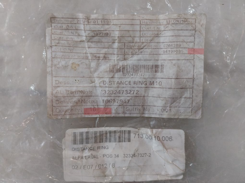Alfa Laval 32324-7327-2 Distance Ring M10