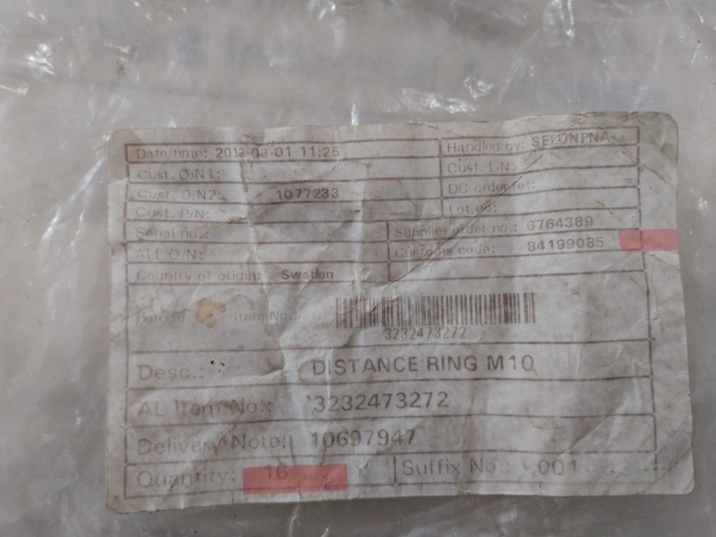 Alfa Laval 32324-7327-2 Distance Ring M10