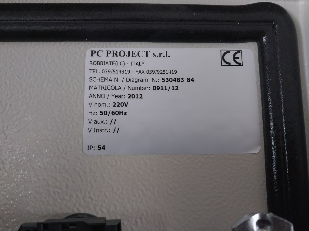 Alfa Laval 530483-84 Eparator Control Cabinet Panel