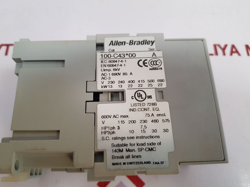 Allen-bradley 100-c43*00 Ser.A Contactor C43