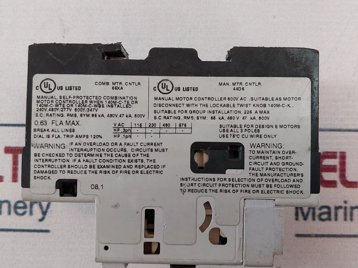 Allen-bradley 140M-c2E-a63 Motor Protection Circuit Breaker Ser. B