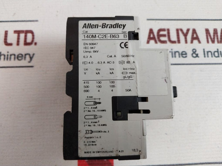 Allen-bradley 140M-c2E-b63 Motor Protection Circuit Breaker Cat.A Ser.B
