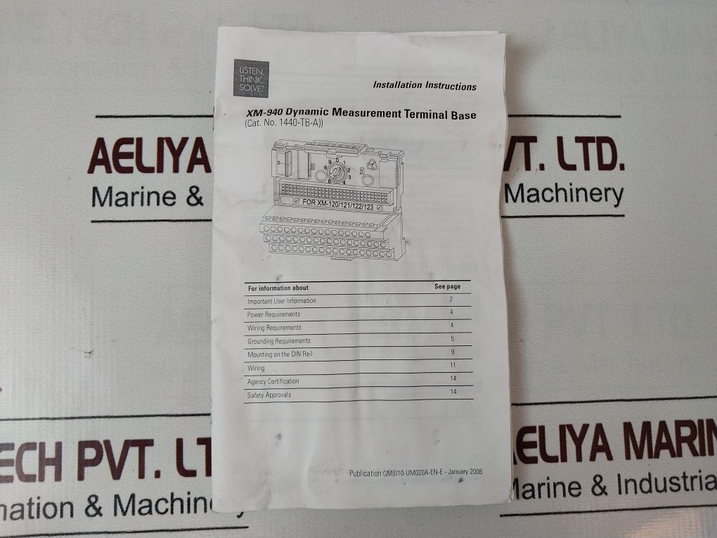 Allen-bradley Xm-940 Dynamic Measurement Terminal Base 1440-tb-a Series:B