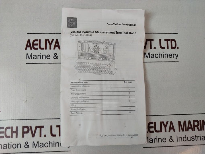 Allen-bradley Xm-940 Dynamic Measurement Terminal Base 1440-tb-a Series:B