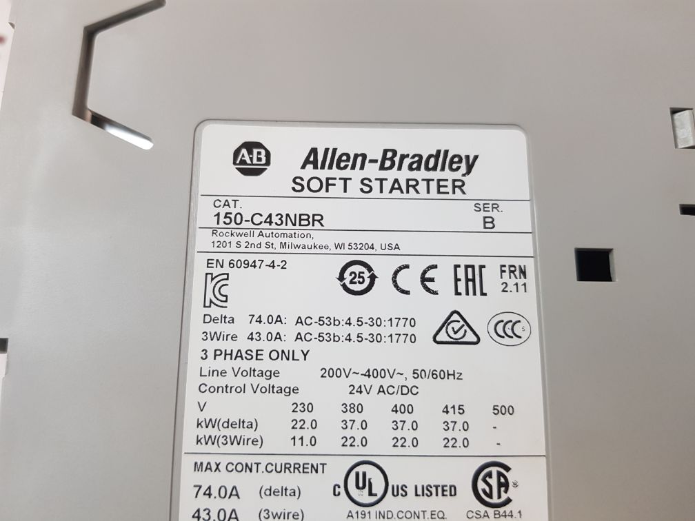 Allen-bradley 150-c43Nbr Ser.B Soft Starter Motor Controller
