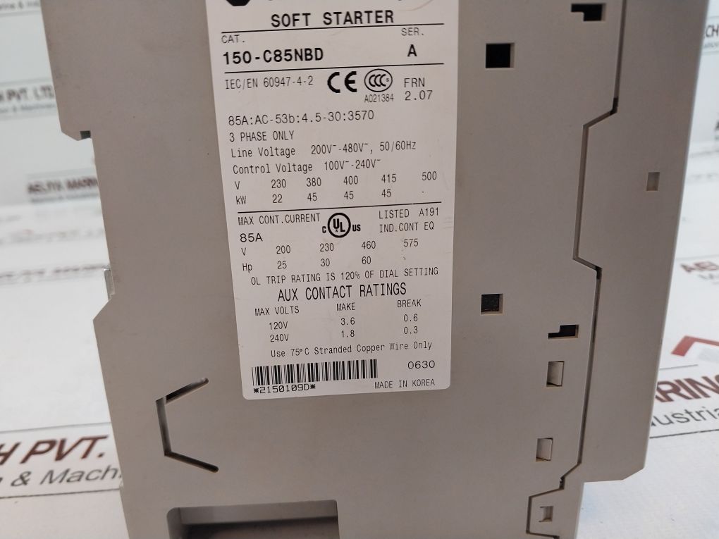 Allen-bradley 150-c85Nbd Soft Starter Smc-3 Ser.:A