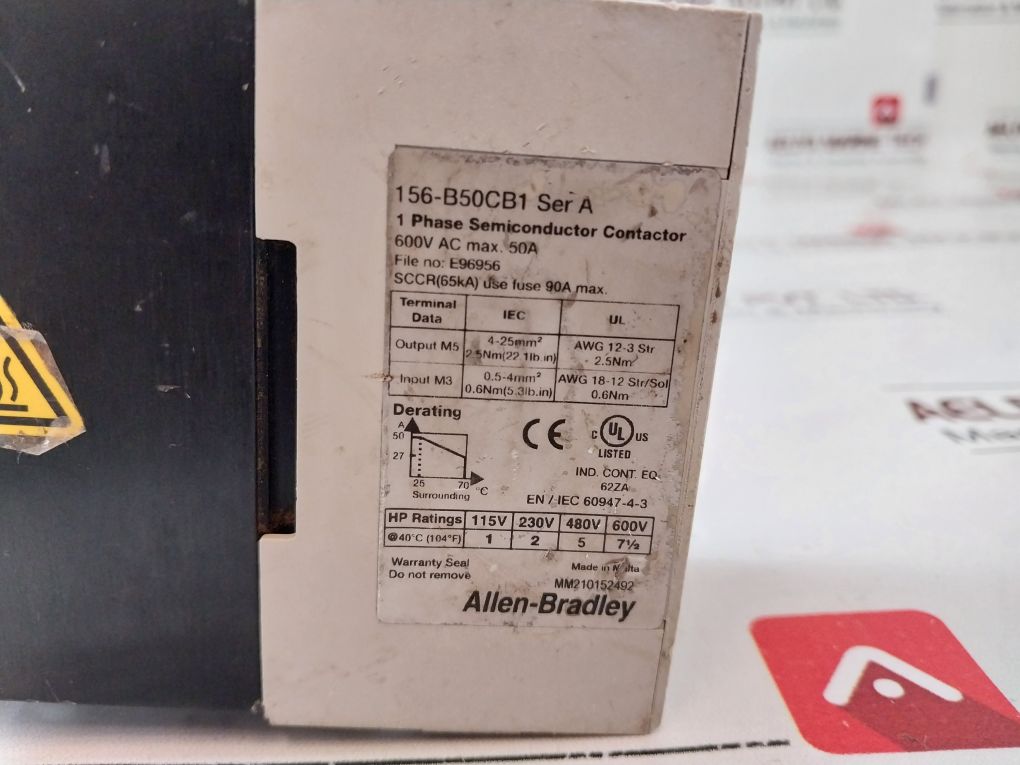 Allen-bradley 156-b50Cb1 Ser.A 1 Phase Semiconductor Contactor