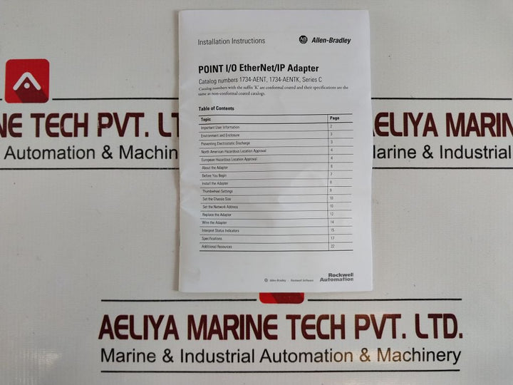 Allen-bradley 1734-aent Point I/O Ethernet Network Adapter