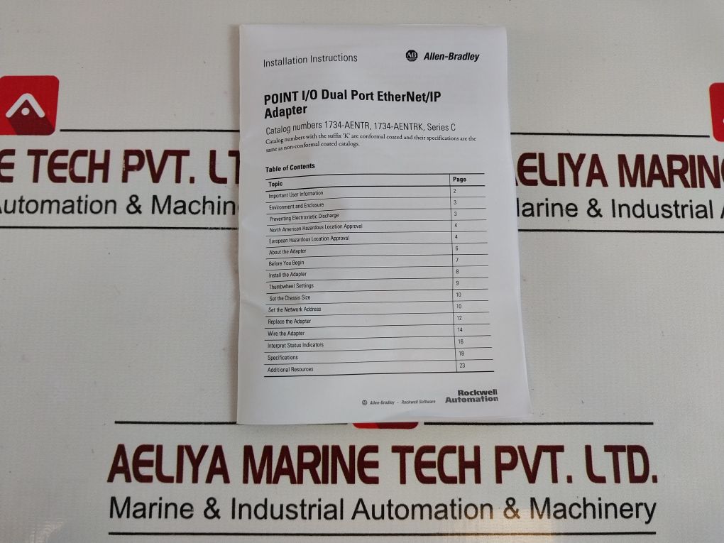 Allen-bradley 1734-aentr Point I/O Dual Port Network/ Ethernet/Ip Adapter