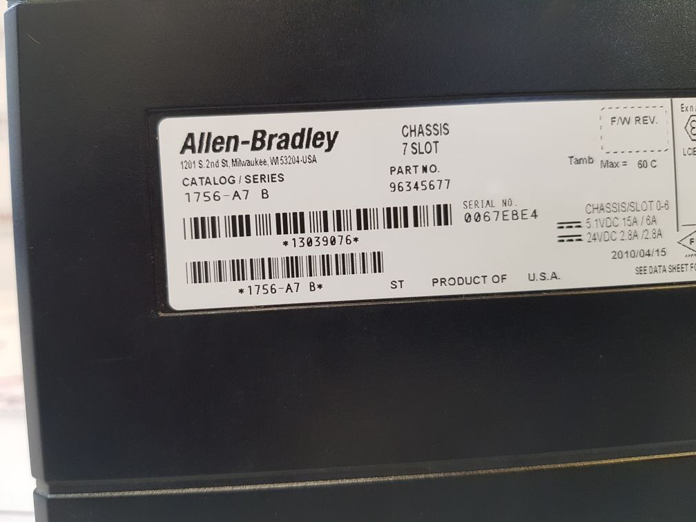 Allen-bradley 1756-a7 Ser.B Chassis 7 Slot Rack 96345677