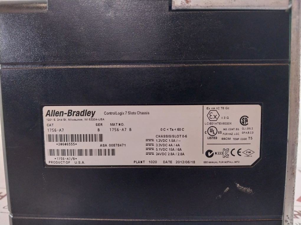 Allen-bradley 1756-a7 Ser.B Controllogix 7 Slots Chassis