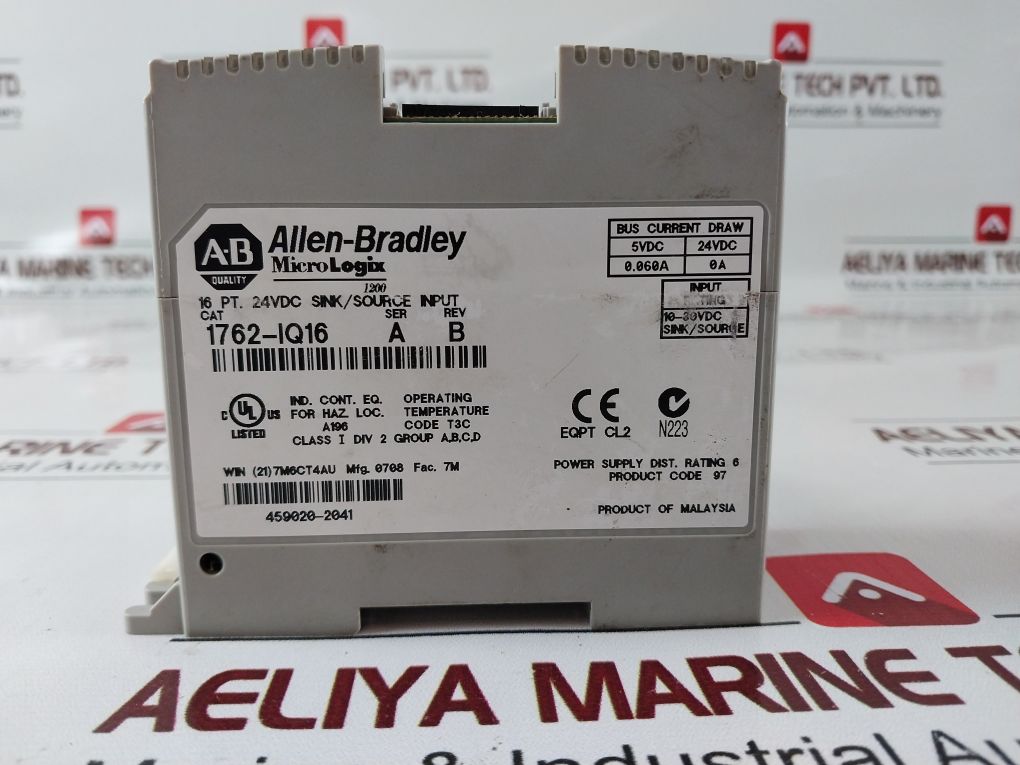 Allen-bradley 1762-iq16 Ser: A Input Module Micrologix 1200 Rev: B