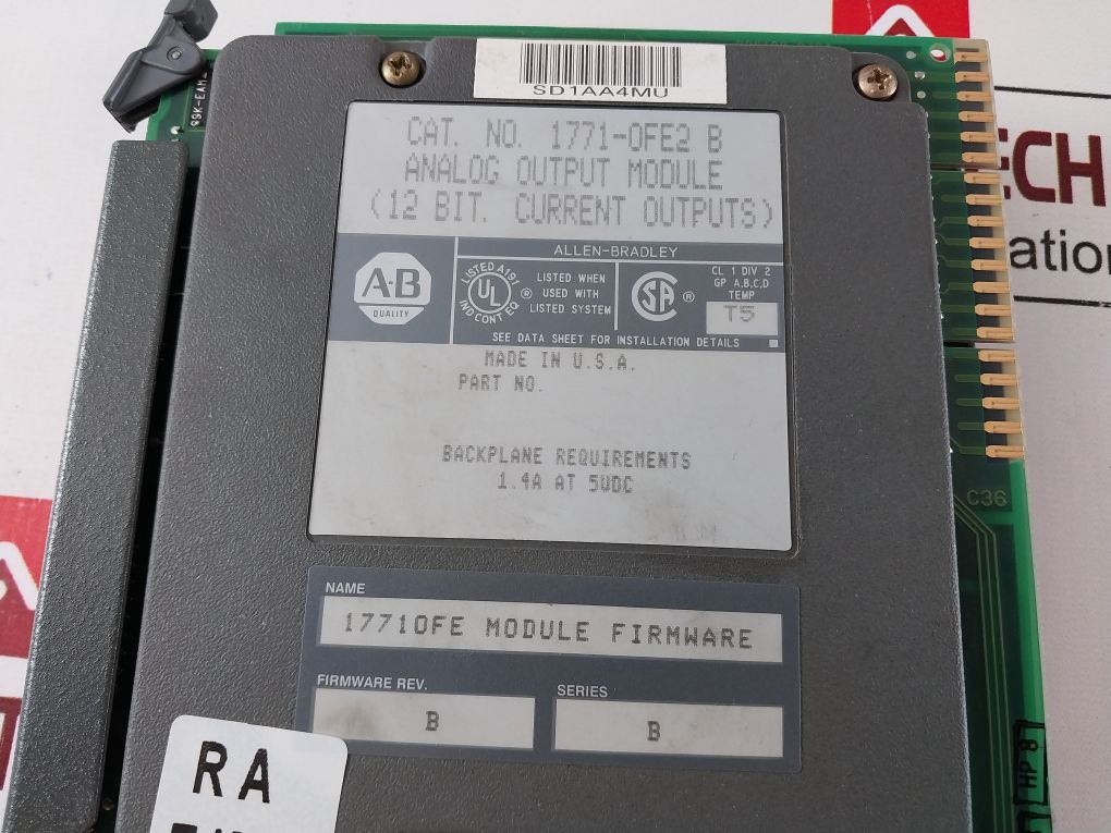 Allen-bradley 1771-0Fe2 B Analog Output Module Series: B With 1771-wc