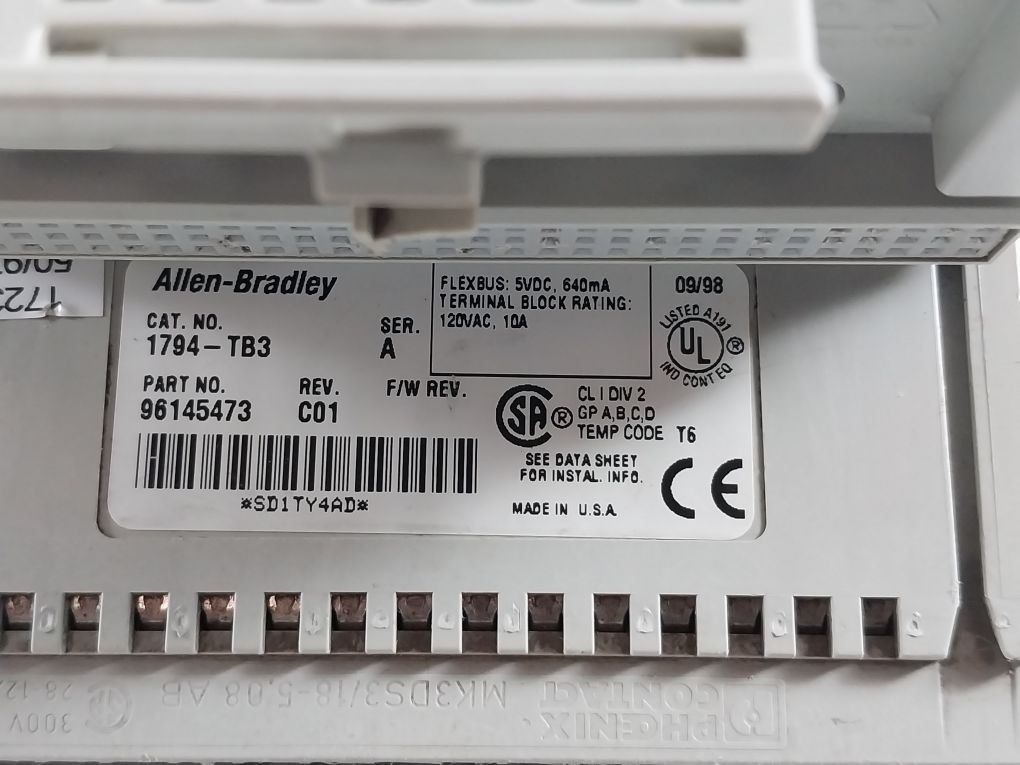 Allen-bradley 1794-tb3 Ser.:A Terminal Block,Base 96145473 Rev.: C01
