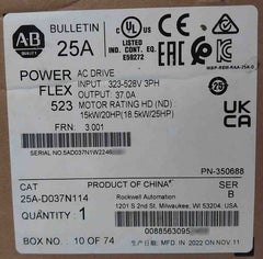 Sealed Pack Allen-bradley 25A-d037N114 Ser.B Powerflex 523 Ac Drives