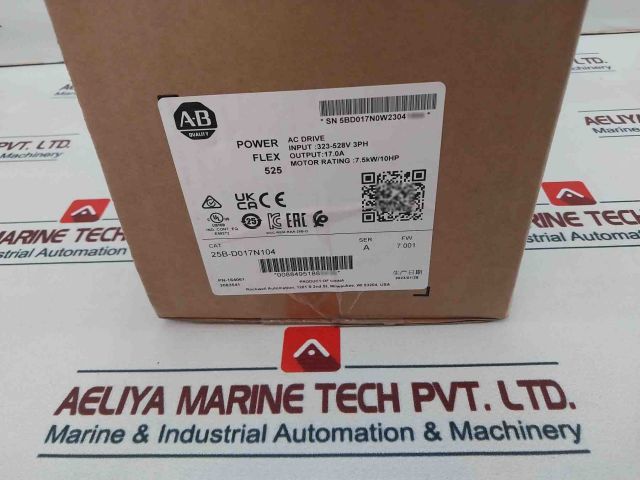 Allen-bradley 25B-d017N104 Ser A Power Flex 525 Ac Drive 7.5Kw 10Hp Sealed Pack