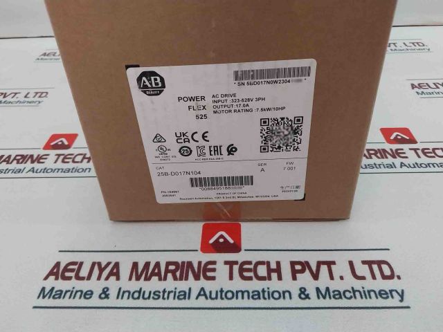 Allen-bradley 25B-d017N104 Ser A Power Flex 525 Ac Drive 7.5Kw 10Hp Sealed Pack