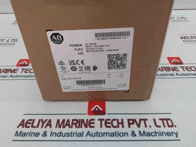 Allen-bradley 25B-d017N104 Ser A Power Flex 525 Ac Drive 7.5Kw 10Hp Sealed Pack