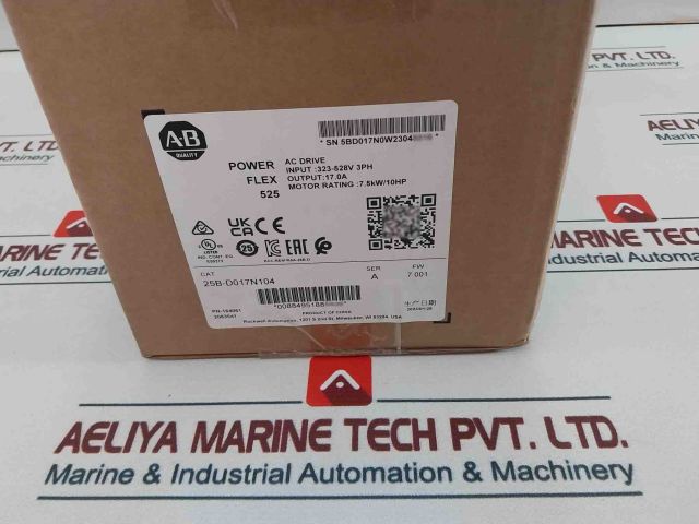Allen-bradley 25B-d017N104 Ser A Power Flex 525 Ac Drive 7.5Kw 10Hp Sealed Pack
