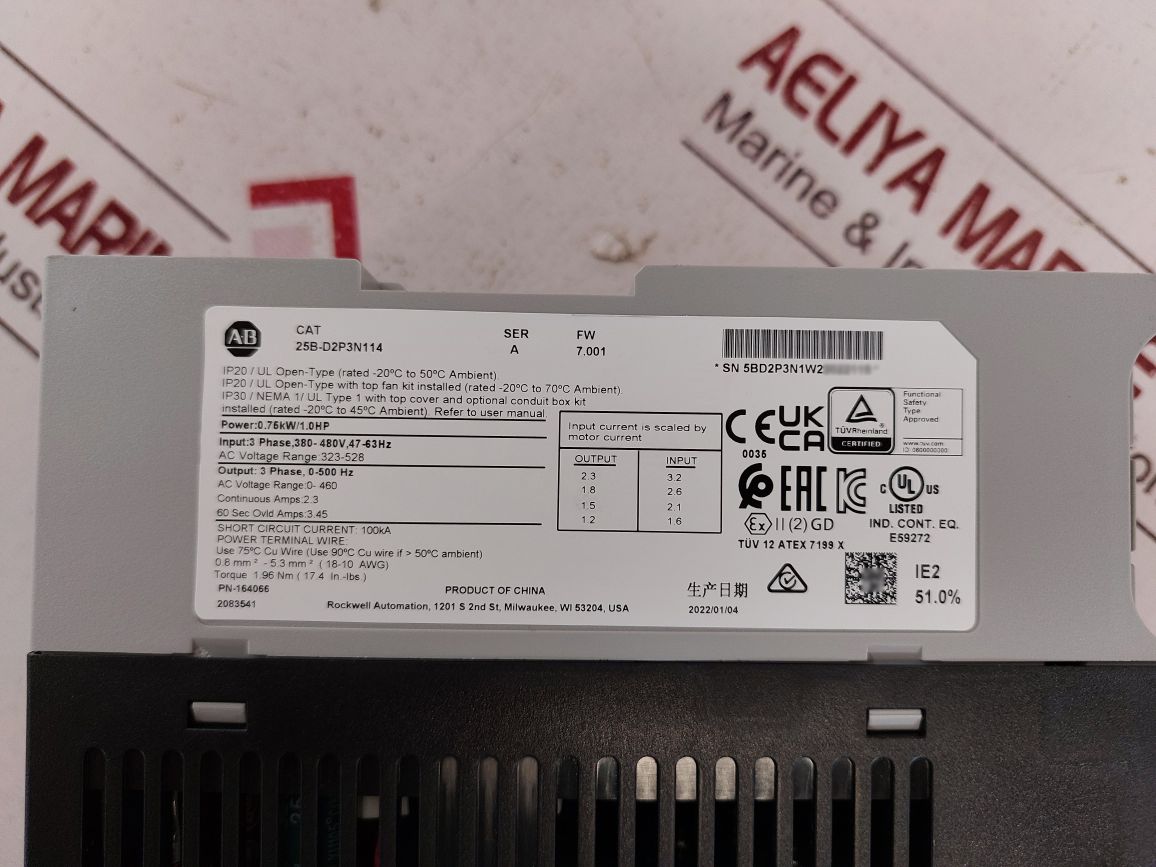 Allen-bradley 25B-d2P3N114 Ser.A Powerflex 525 Frequency Ac Drive Open Box