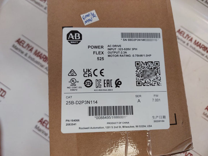 Allen-bradley 25B-d2P3N114 Ser.A Powerflex 525 Frequency Ac Drive Open Box