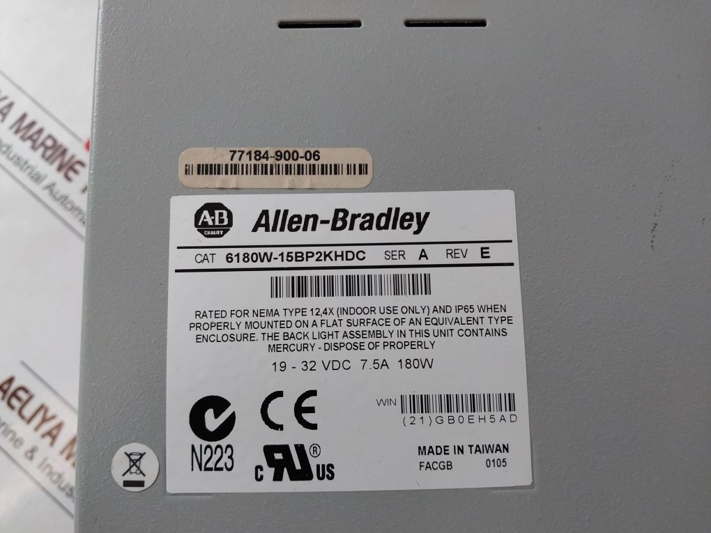 Allen-bradley 6180W-15Bp2Khdc Rev: E Ser: A Display Panel Versa View 1500W