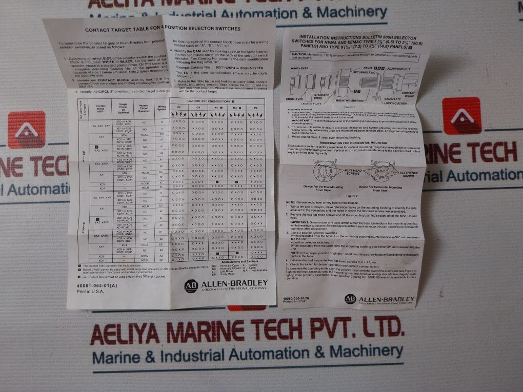 Allen-bradley 800H-hp2Kb6 Heavy Duty Selector Switch Unit Series A,C