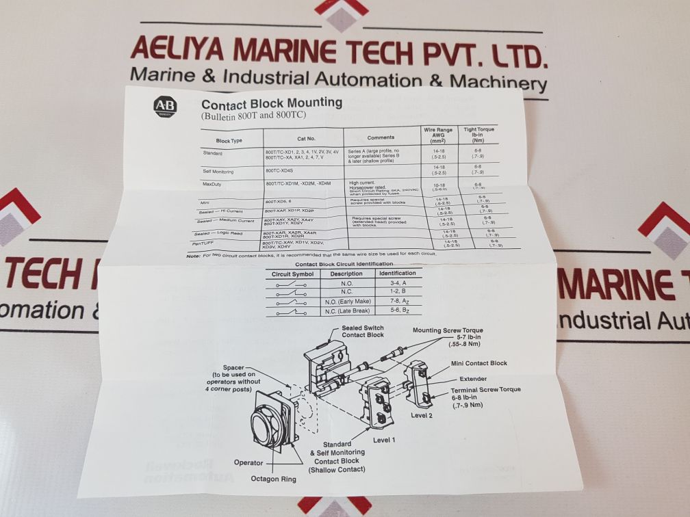 Allen-bradley 800Tc-xa Contact Block