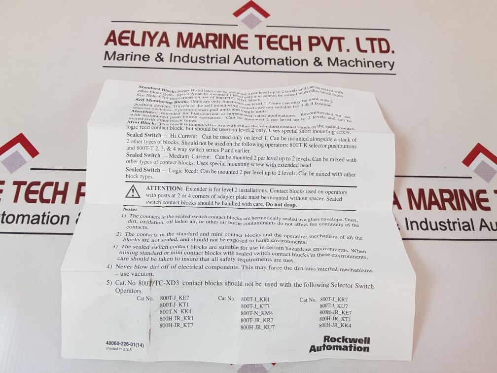 Allen-bradley 800Tc-xa Contact Block