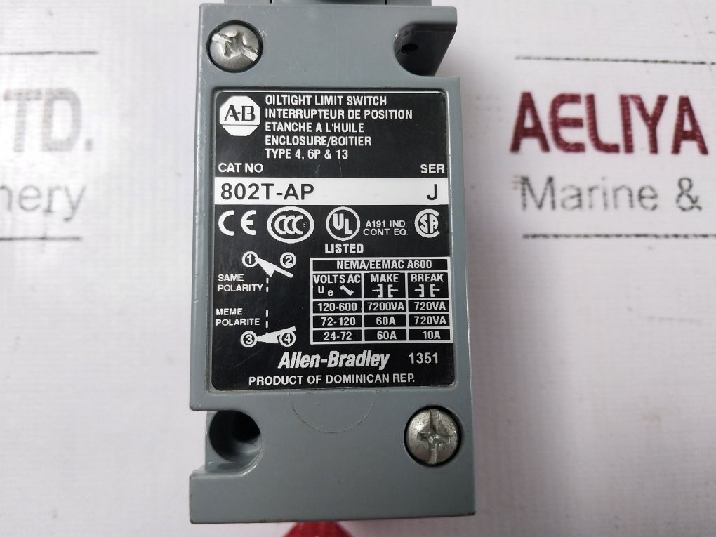 Allen-bradley 802T-ap Oiltight Limit Switch Ser: J