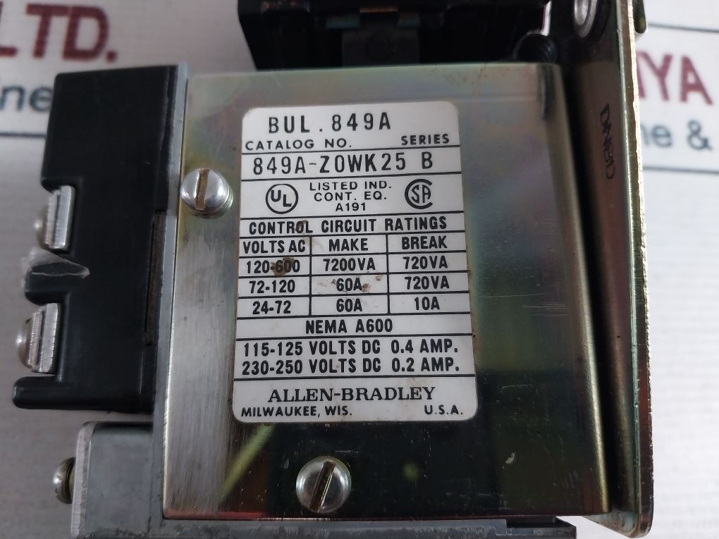 Allen-bradley 849A-zowk25 Ac Pneumatic Timing Relay
