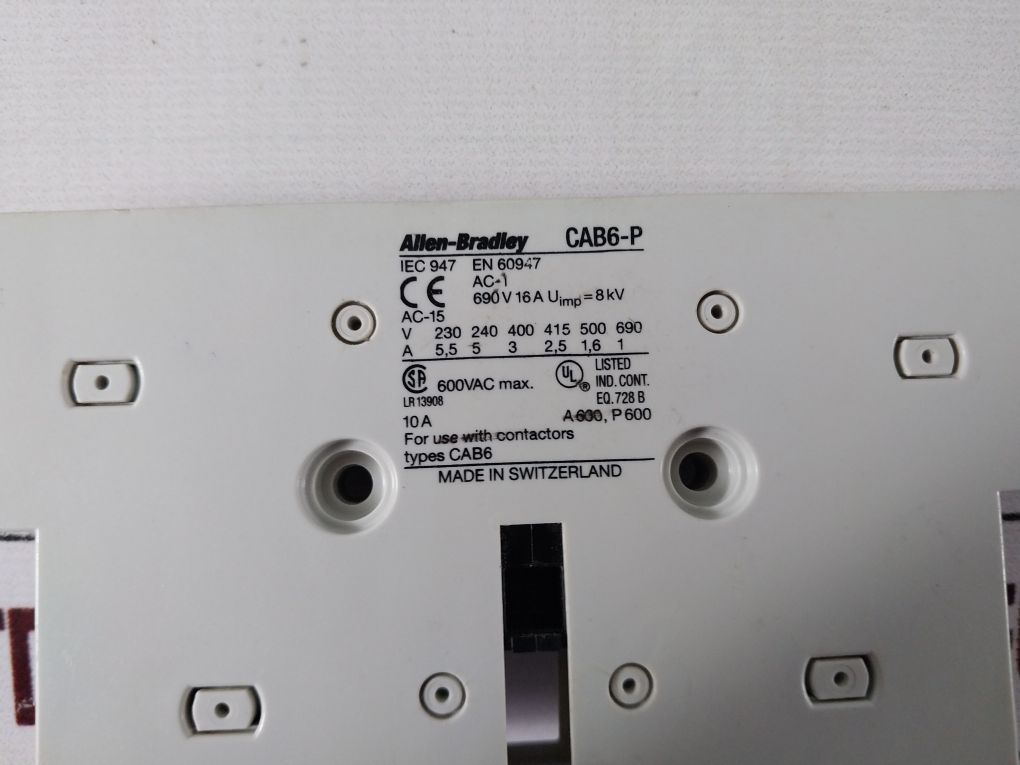 Allen-bradley Cab6-p Auxiliary Contact Block 690 V 10A
