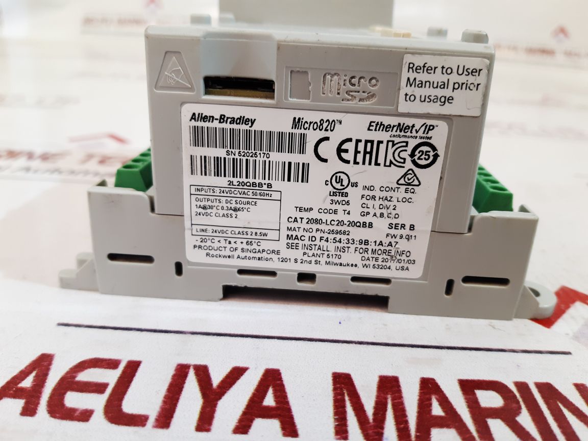 Allen-bradley Micro820 Programmable Logic Controller 2080-lc20-20Qbb