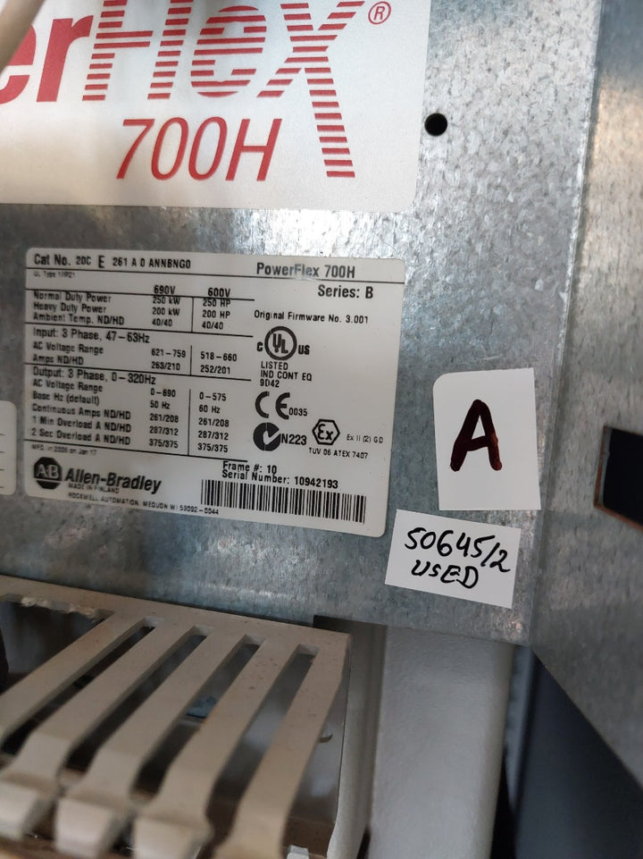 Allen-bradley Powerflex 700H 20Ce261A0Annbng0 Frequency Inverter Drive Supply