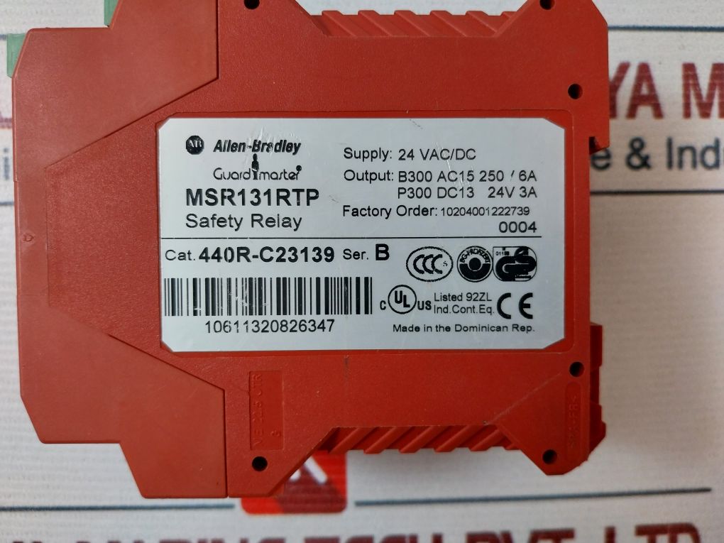 Allen Bradley Msr131Rtp Safety Relay 440R-c23139 Series B 24 Vac/Dc