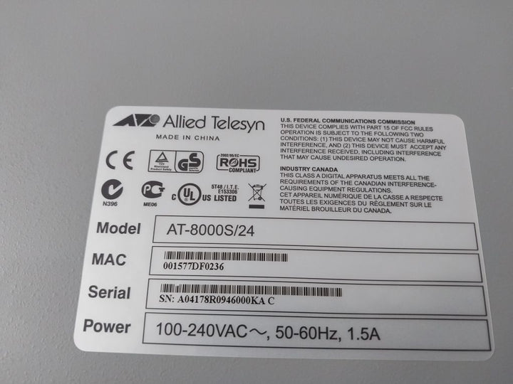 Allied Telesis At-8000S/24 Ethernet Switch With Kit