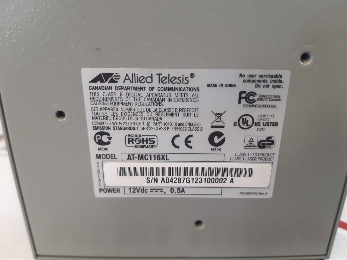 Allied Telesis At-mc116Xl 10/100M Auto-negotiation Media Converter