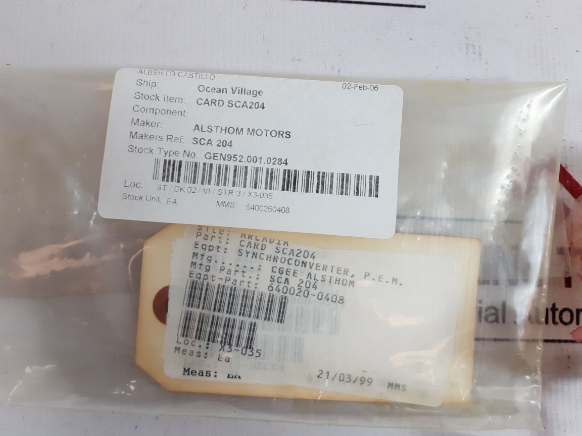 Alsthom 50.723204A Card Sca204