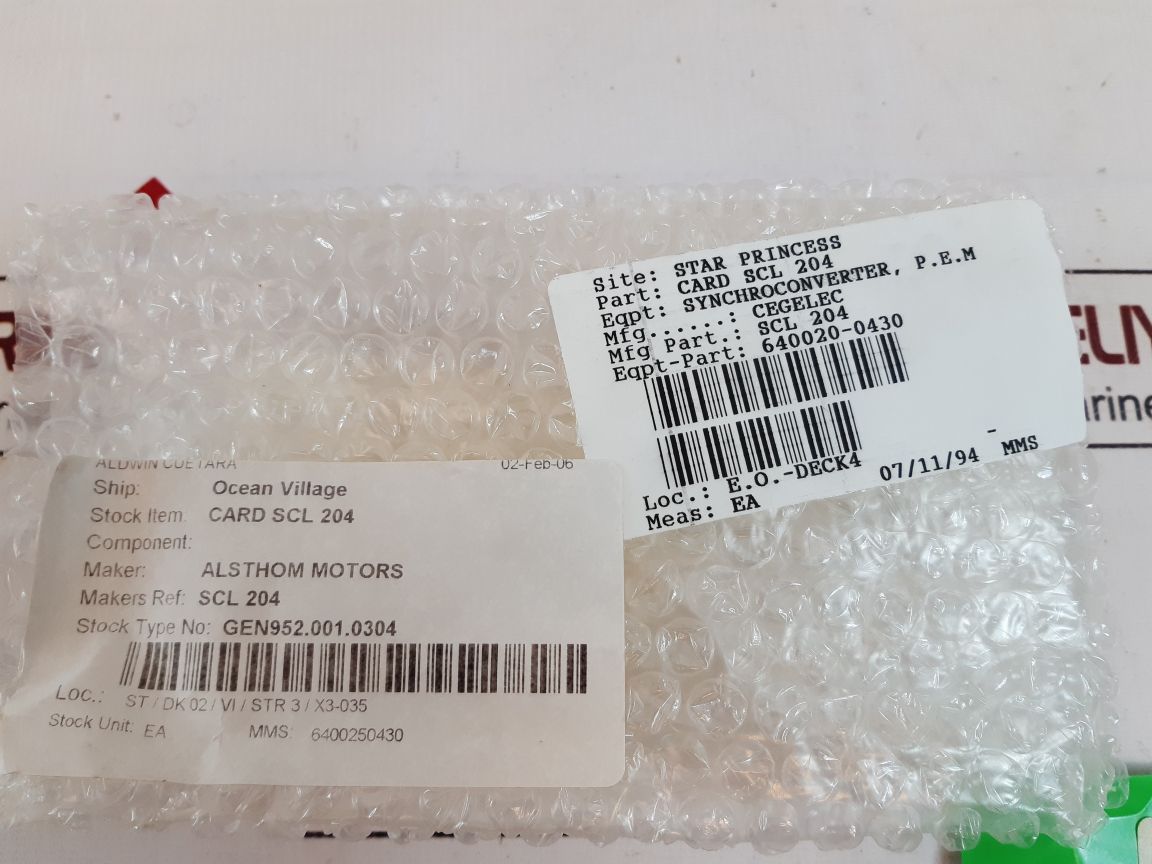 Alsthom 50.724204 Card Scl 204