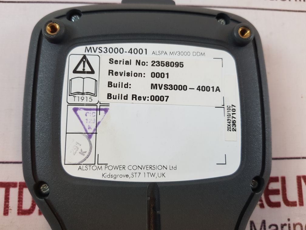 Alstom mvs3000-4001 drive data manager revision: 0001