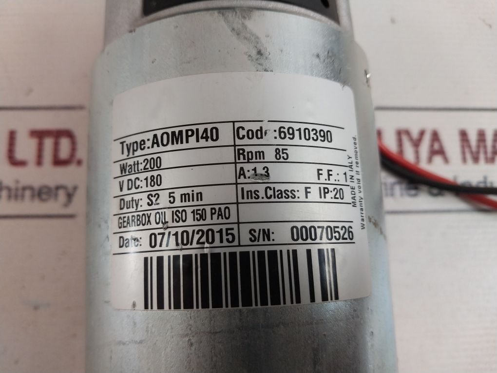 Amer Aompi40 Right Angle Worm Gear Motor 180Vdc