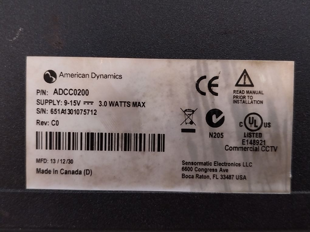 American Dynamics Adcc0200 Joystick Keyboard Control