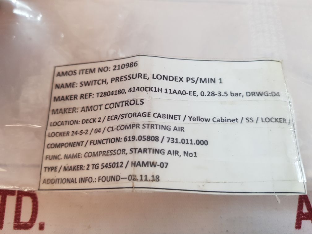 Amot controls 4140ck1h11aa0-ee pressure switch 0.28-3.45 bar