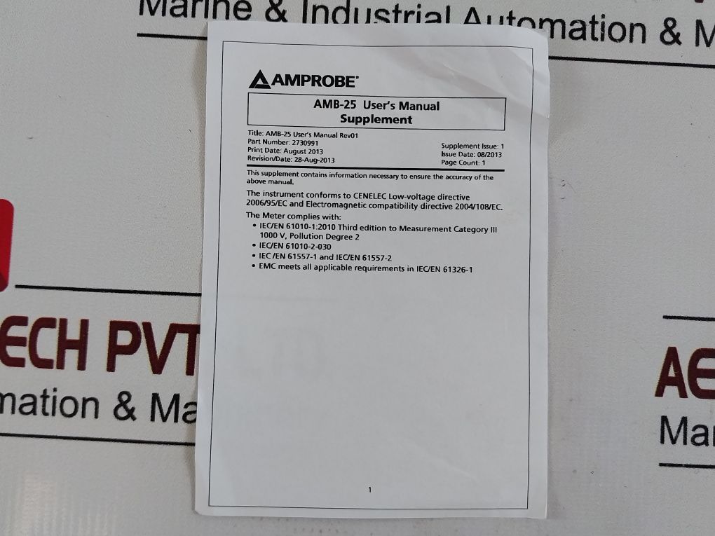 Amprobe Amb-25 Digital Megohmmeter